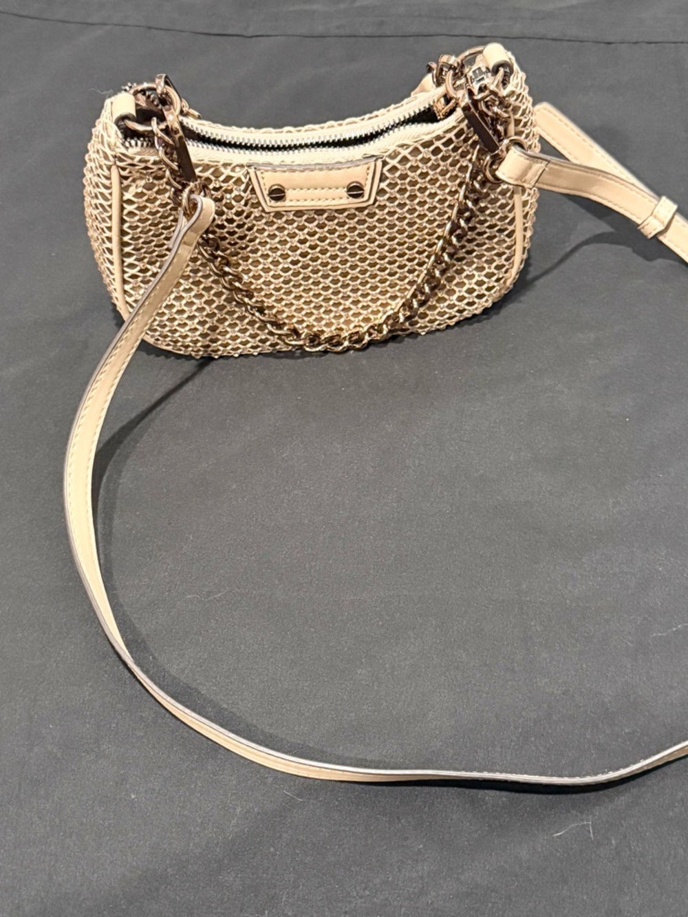 Aldo Tan Rhinestone & Mesh Mini Purse - Picture 3 of 4